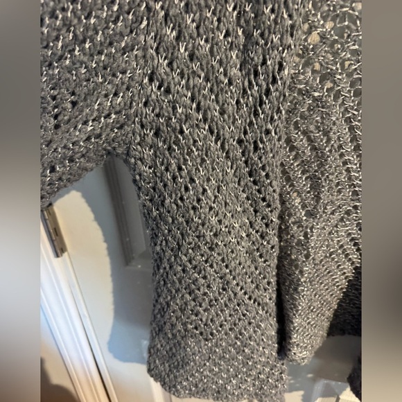 Eileen Fisher Eco Pebble Ash Cardigan Wool Alpaca Open Knit Gray Women Small - Picture 9 of 15